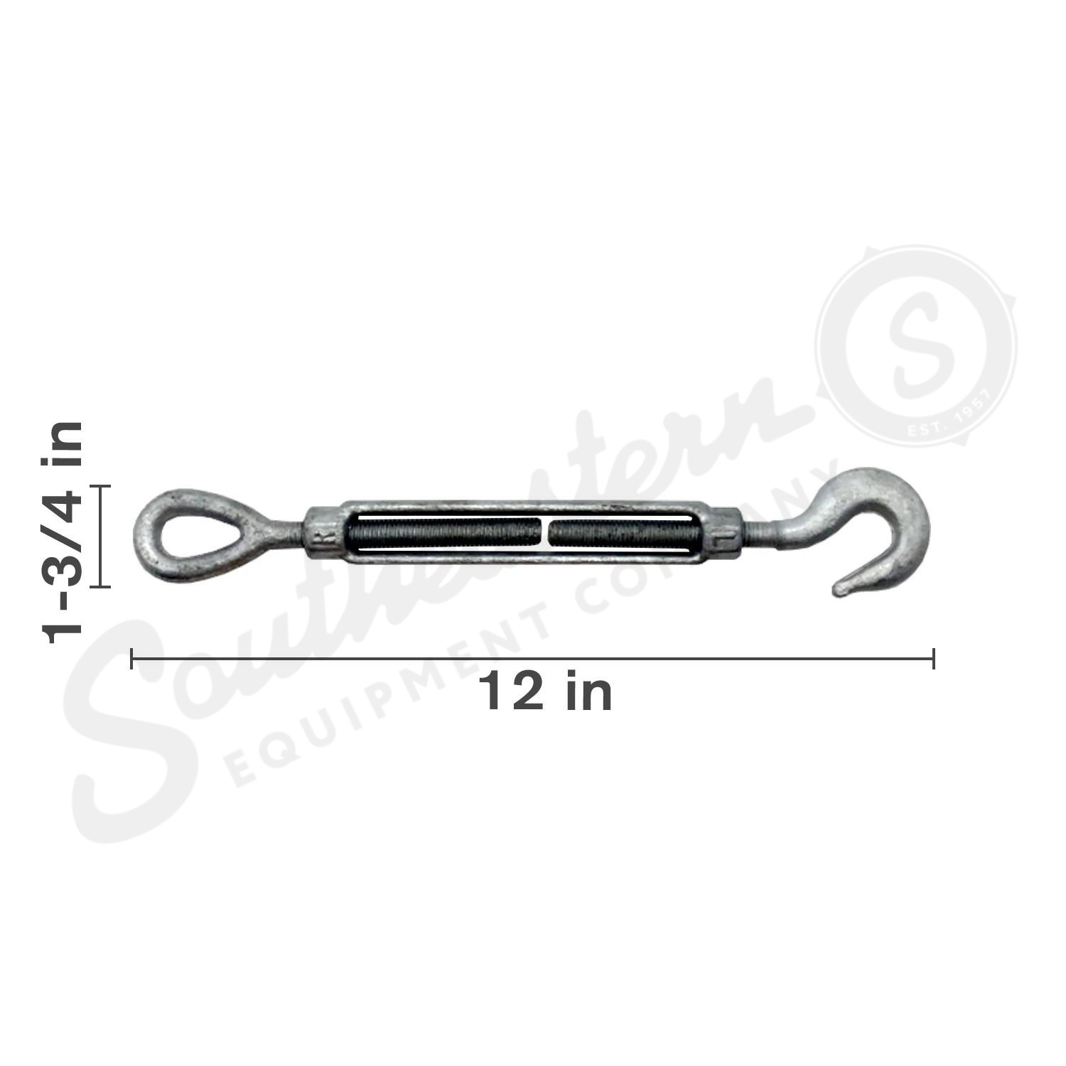 Case Construction Hook and Eye Turnbuckle - 3/8in x 6in 64.395.122X