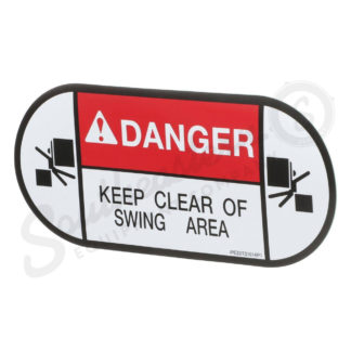 Danger Decal - "Keep clear of swing area..." marketing